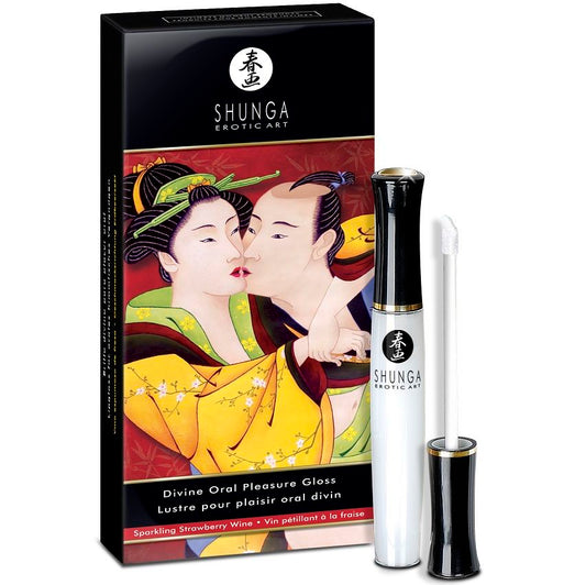 Shunga - Gloss À Lèvres Divine Fraise & Cava - SHUNGA APHRODISIACS | pharmacie, pour le sexe oral | Dimensions : 50