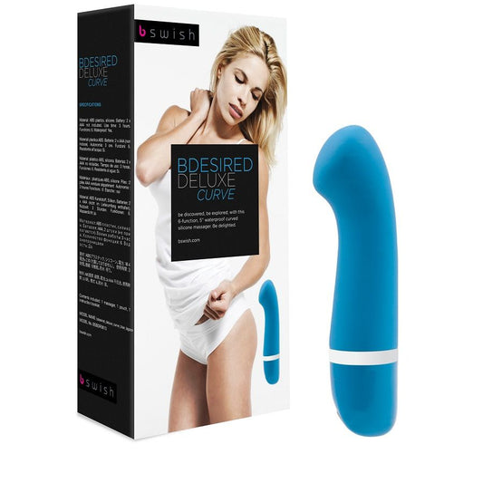 B Swish - Bdesired Deluxe Curve Bleu Lagon - B SWISH | sextoys, vibrateurs, mini-vibrateurs | Dimensions : 206