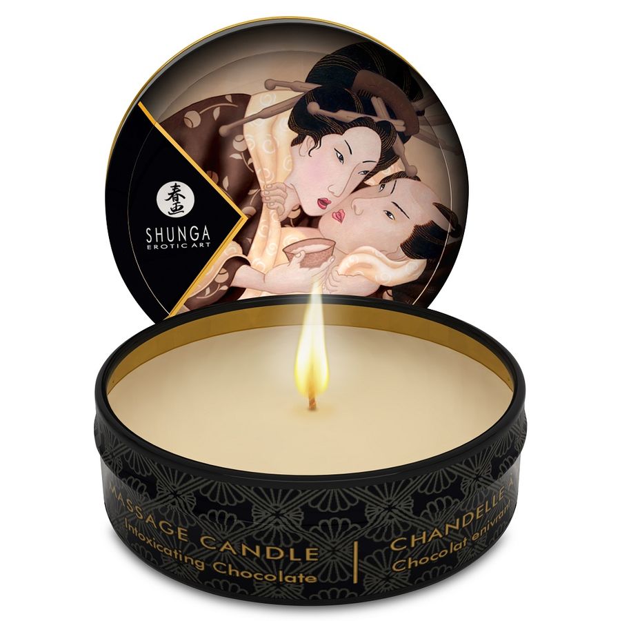 Shunga - Bougie De Massage Mini Caress By Candelight Chocolat 30 Ml - SHUNGA CANDLES | pharmacie, pour les massages, bougies de massage | Dimensions : 52