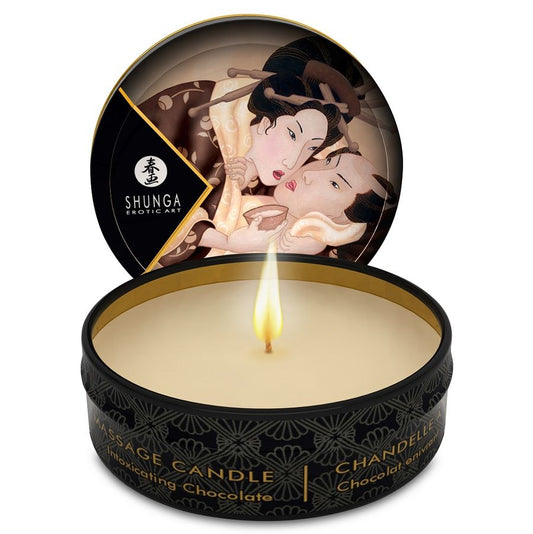 Shunga - Bougie De Massage Mini Caress By Candelight Chocolat 30 Ml - SHUNGA CANDLES | pharmacie, pour les massages, bougies de massage | Dimensions : 52