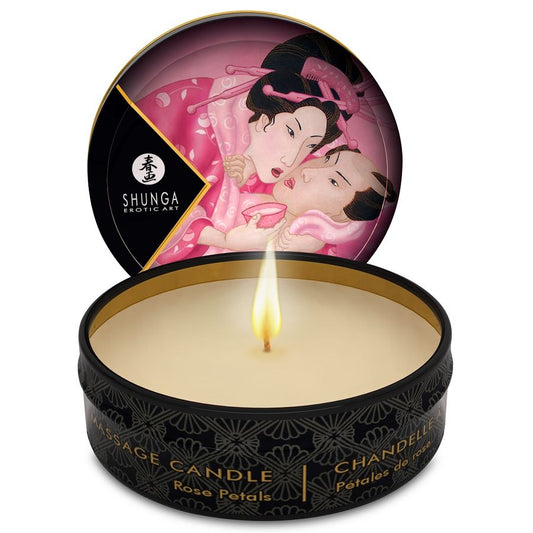 Shunga - Bougie De Massage Mini Caress By Candelight Roses 30 Ml - SHUNGA CANDLES | pharmacie, pour les massages, bougies de massage | Dimensions : 52