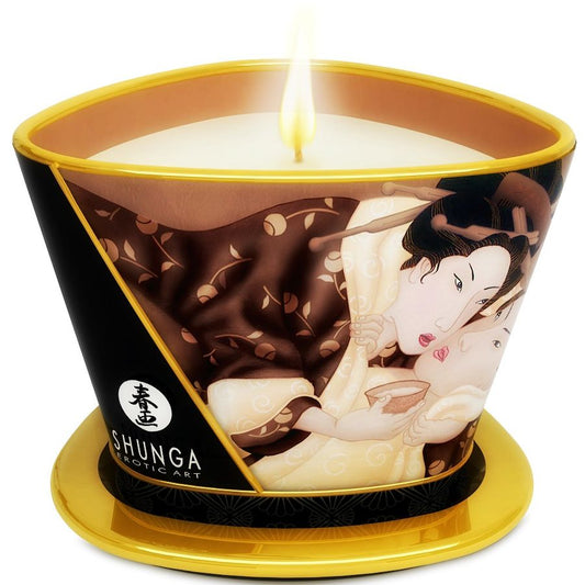 Shunga - Bougie De Massage Au Chocolat Mini Caress By Candelight 170 Ml - SHUNGA CANDLES | pharmacie, pour les massages, bougies de massage | Dimensions : 296