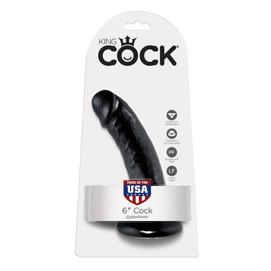 King Cock 6" Pene Negro 15.2 Cm - KING COCK | sextoys, godes sans vibration, godes ceinture | Dimensions : 227