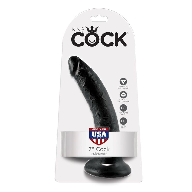 King Cock - 7 Gode Noir 17.8 Cm - KING COCK | sextoys, godes sans vibration, pénis réalistes | Dimensions : 227