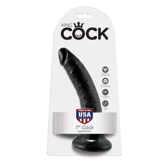 King Cock - 7 Gode Noir 17.8 Cm - KING COCK | sextoys, godes sans vibration, pénis réalistes | Dimensions : 227