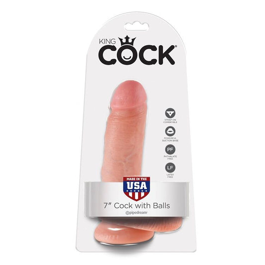 King Cock - 7 Chair De Gode Avec Boules 17.8 Cm - KING COCK | sextoys, godes sans vibration, pénis réalistes | Dimensions : 437