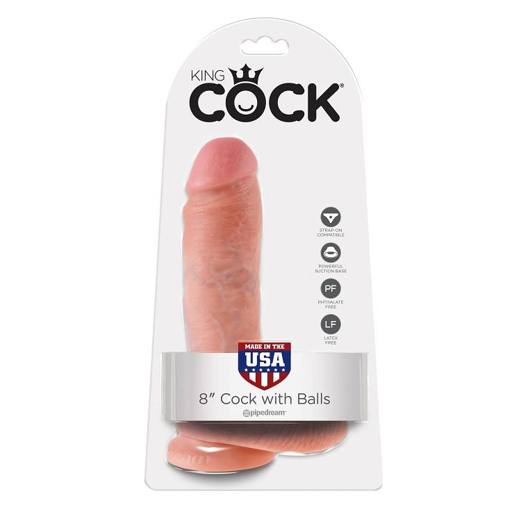 King Cock - 8 Chair De Gode Avec Boules 20.3 Cm - KING COCK | sextoys, godes sans vibration, pénis réalistes | Dimensions : 570
