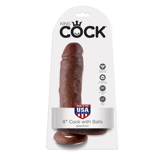 King Cock - 8" Pene Realístico Marrón 20.3 Cm - KING COCK | sextoys, godes sans vibration, godes ceinture | Dimensions : 570