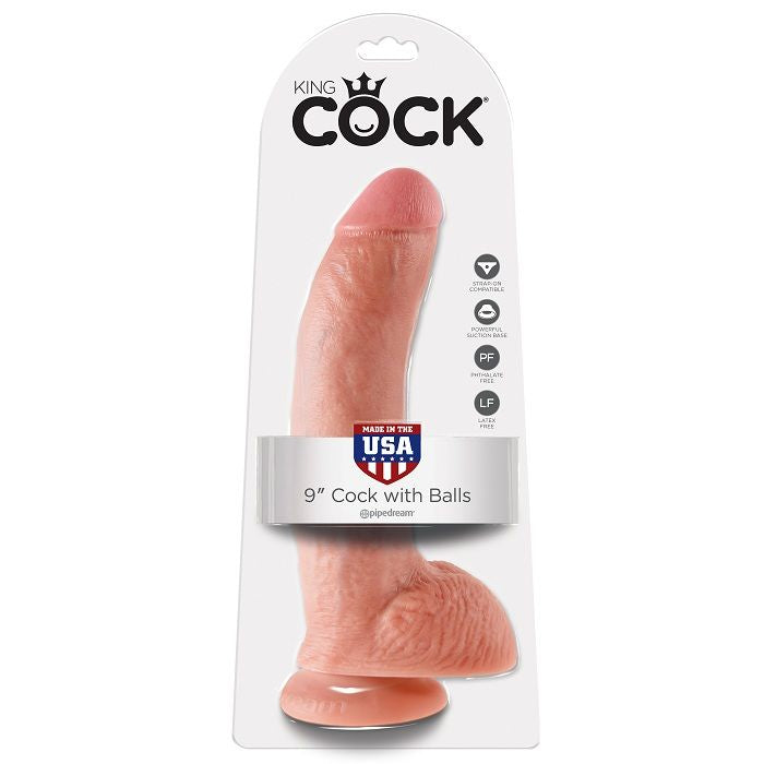King Cock - 9 Chair De Gode Avec Boules 22.9 Cm - KING COCK | sextoys, godes sans vibration, pénis réalistes | Dimensions : 621