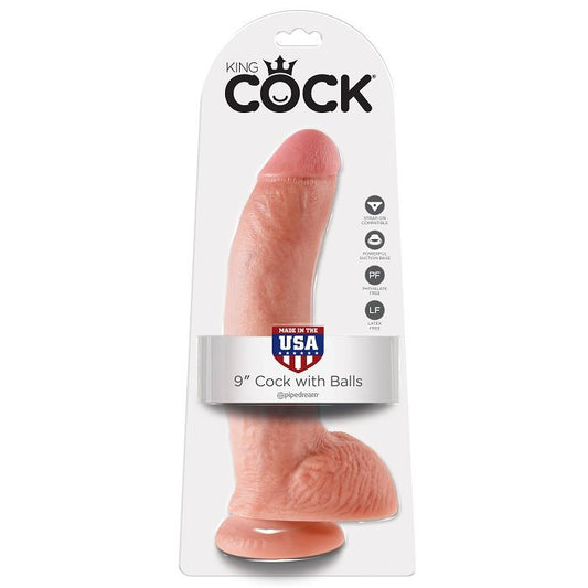 King Cock - 9 Chair De Gode Avec Boules 22.9 Cm - KING COCK | sextoys, godes sans vibration, pénis réalistes | Dimensions : 621