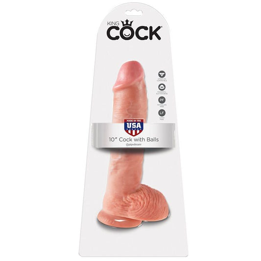King Cock - 10 Chair De Gode Avec Boules 26.5 Cm - KING COCK | sextoys, godes sans vibration, pénis réalistes | Dimensions : 709