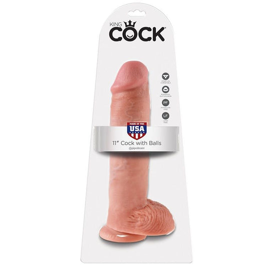 King Cock - 11 Chair De Gode Avec Boules 28 Cm - KING COCK | sextoys, godes sans vibration, pénis réalistes | Dimensions : 964