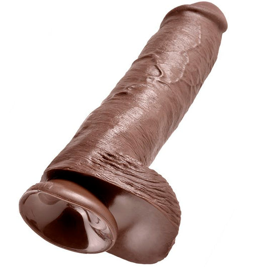 King Cock - 11 Gode Marron Avec Boules 28 Cm - KING COCK | sextoys, godes sans vibration, pénis réalistes | Dimensions : 964