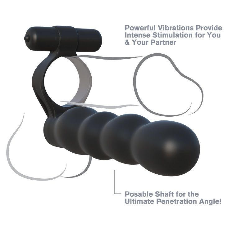 Fantasy C-Ringz - Pénétrateur Double Posable - FANTASY C-RINGZ | sextoys, jouets sexuels pour hommes, accessoires de pénis, anneaux de pénis, cockring avec vibration | Dimensions : 162