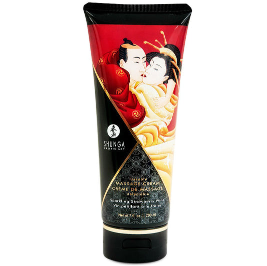 Shunga - Crème De Massage Fraise Et Cava 200 Ml - SHUNGA MASSAGE CREAM | pharmacie, pour les massages, crèmes de massage | Dimensions : 313