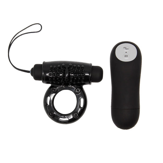 Baile - Anneau De Télécommande Noir 20V - BAILE FOR HIM | sextoys, jouets sexuels pour hommes, accessoires de pénis, anneaux de pénis, cockring avec vibration | Dimensions : 65