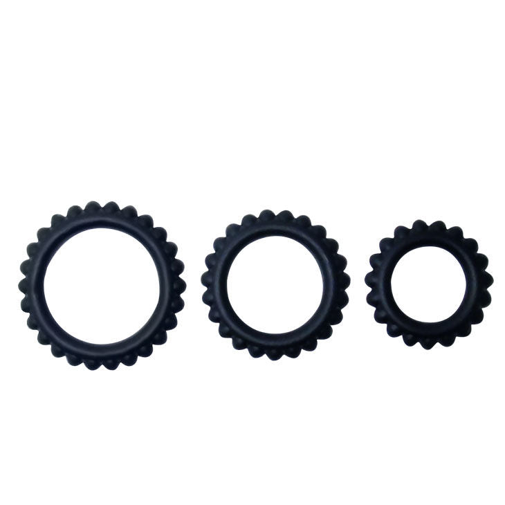 Baile - Titan Set 3 Pcs Cock Ring Noir 2.8 + 2.4 + 1.9 Cm - BAILE FOR HIM | sextoys, jouets sexuels pour hommes, accessoires de pénis, anneaux de pénis, cockrings sans vibration | Dimensions : 35