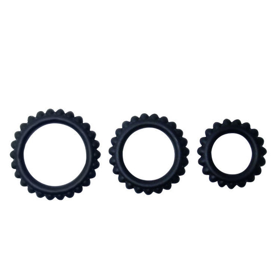 Baile - Titan Set 3 Pcs Cock Ring Noir 2.8 + 2.4 + 1.9 Cm - BAILE FOR HIM | sextoys, jouets sexuels pour hommes, accessoires de pénis, anneaux de pénis, cockrings sans vibration | Dimensions : 35
