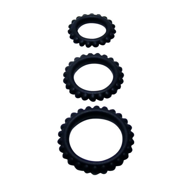 Baile - Titan Set 3 Pcs Cock Ring Noir 2.8 + 2.4 + 1.9 Cm