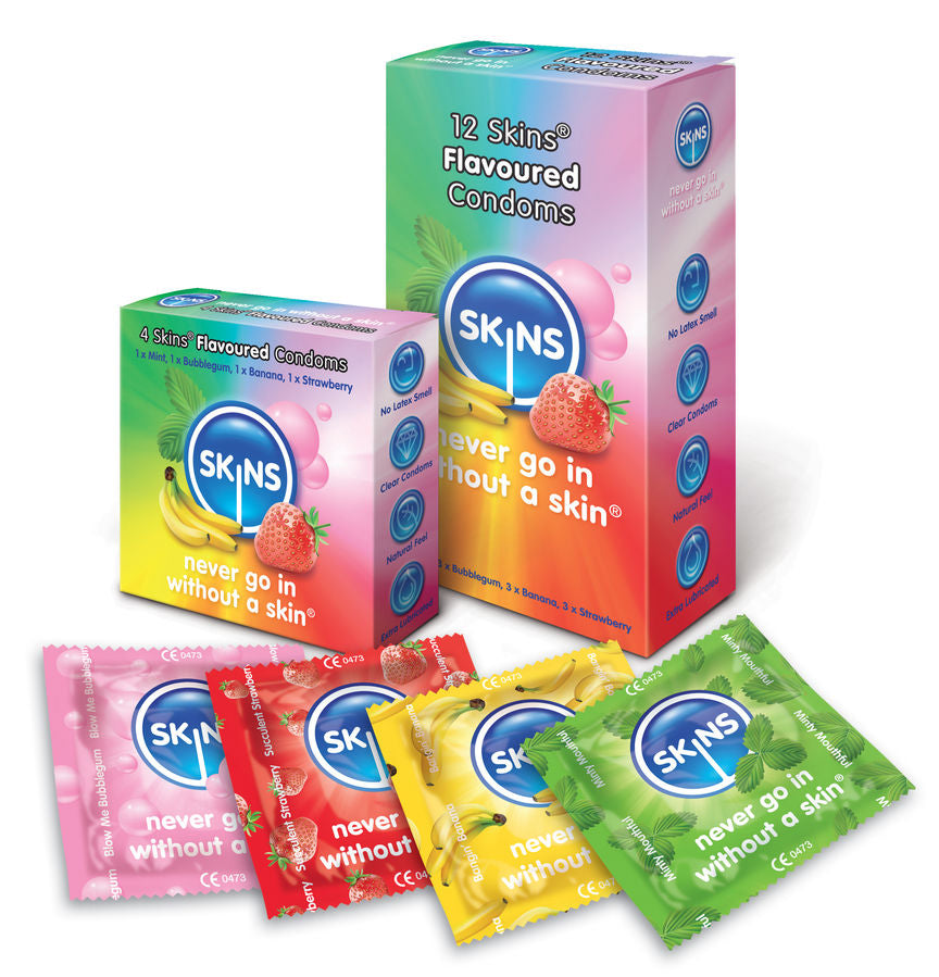 Skins - Condom Saveurs Paquet De 12 - SKINS | présesrvatifs, saveurs | Dimensions : 50