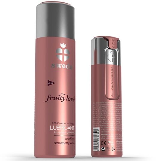 Swede - Fruity Love Lubrifiant Vin Mousseux Fraise 100 Ml - SWEDE | pharmacie, lubrifiants, aux saveurs délicieuses | Dimensions : 144