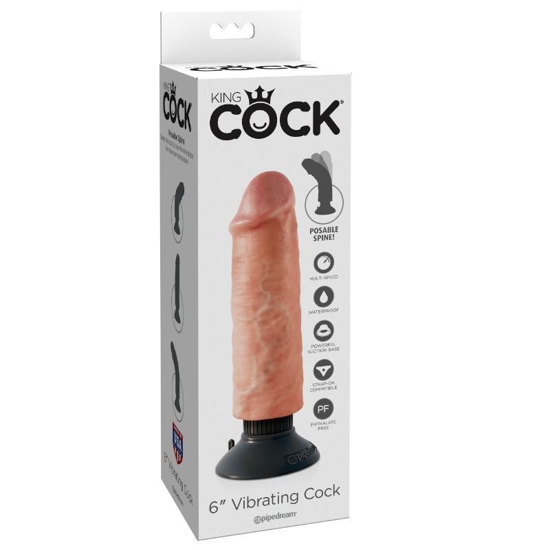 King Cock - Gode Vibrateur 15.24 Cm Naturel - KING COCK | sextoys, vibrateurs, vibromasseurs réalistes | Dimensions : 380