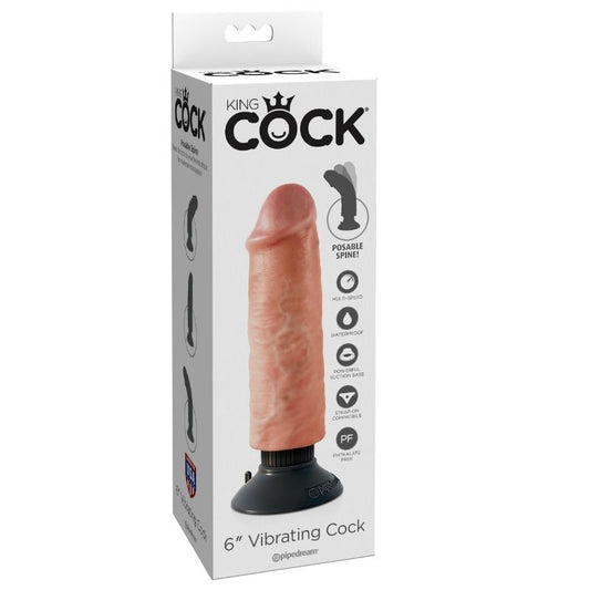 King Cock - Gode Vibrateur 15.24 Cm Naturel - KING COCK | sextoys, vibrateurs, vibromasseurs réalistes | Dimensions : 380