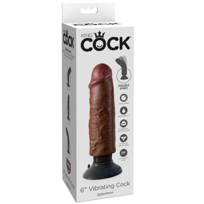 King Cock - Bite Vibrante Marron 15,24 Cm - KING COCK | sextoys, vibrateurs, vibromasseurs réalistes | Dimensions : 380