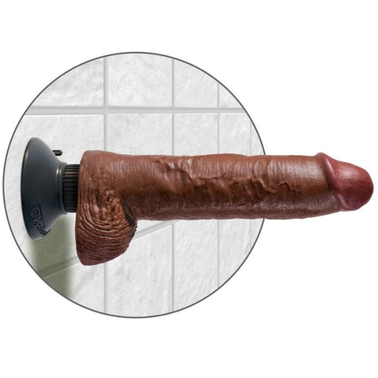 King Cock - Gode Vibrateur Avec Testicules 25.5 Cm Couleur Marron - KING COCK | sextoys, vibrateurs, vibromasseurs réalistes | Dimensions : 842
