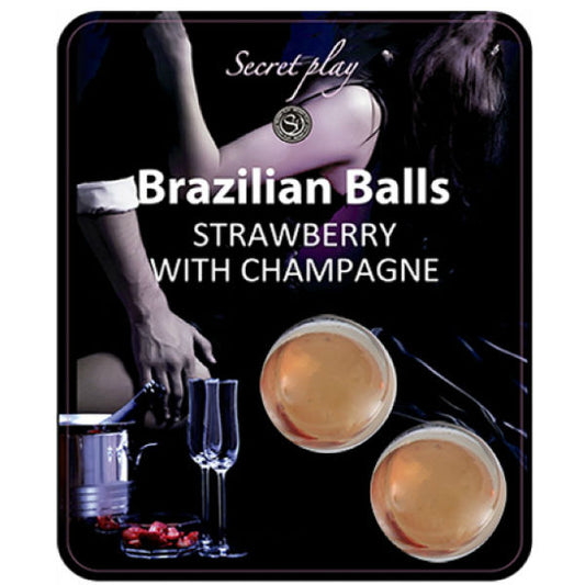 Secretplay - Ensemble De Boules Brésiliennes  Fraise Et Champagne - SECRETPLAY COSMETIC | pharmacie, lubrifiants, boules brésiliennes | Dimensions : 21