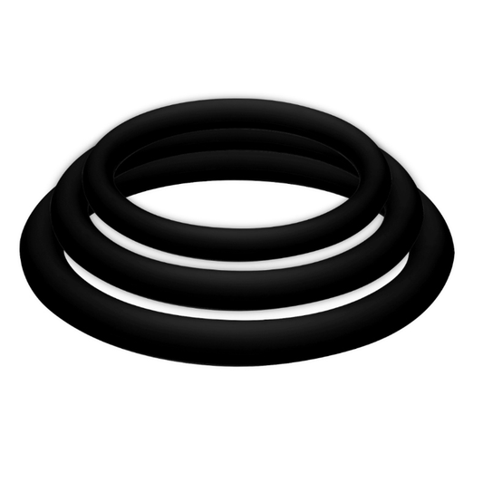 Joydivision Potenzduo - Plus Lot De 3 Anneaux Noir - S, M, L - JOYDIVISION POTENZDUO | sextoys, jouets sexuels pour hommes, accessoires de pénis, anneaux de pénis, cockrings sans vibration | Dimensions : 35