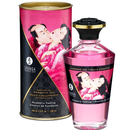 Shunga - Huile De Massage Effet Thermique Saveur Intense De Framboise 100 Ml - SHUNGA OILS | pharmacie, pour les massages, avec effet thermique | Dimensions : 290
