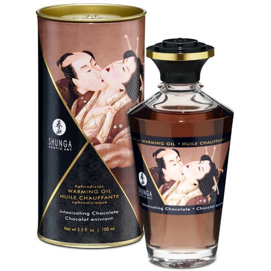 Shunga - Huile De Massage À Effet Chaleur Saveur Intense De Chocolat 100 Ml - SHUNGA OILS | pharmacie, pour les massages, avec effet thermique | Dimensions : 290