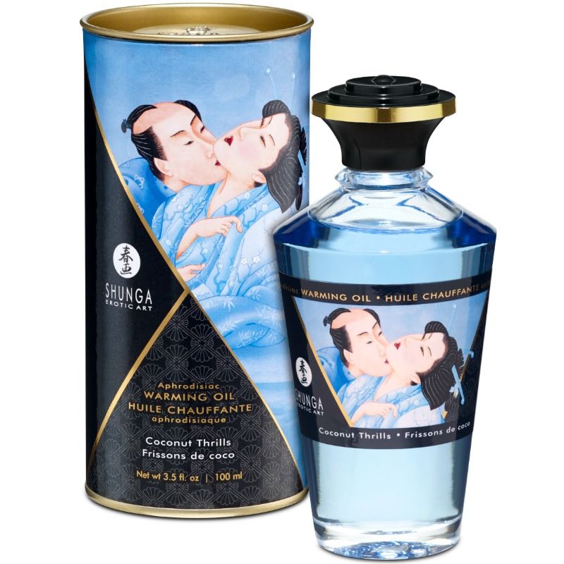 Shunga - Huile De Massage Effet Chaleur Saveur Coco 100 Ml - SHUNGA OILS | pharmacie, pour les massages, avec effet thermique | Dimensions : 290