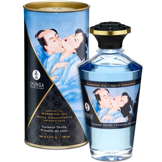 Shunga - Huile De Massage Effet Chaleur Saveur Coco 100 Ml - SHUNGA OILS | pharmacie, pour les massages, avec effet thermique | Dimensions : 290