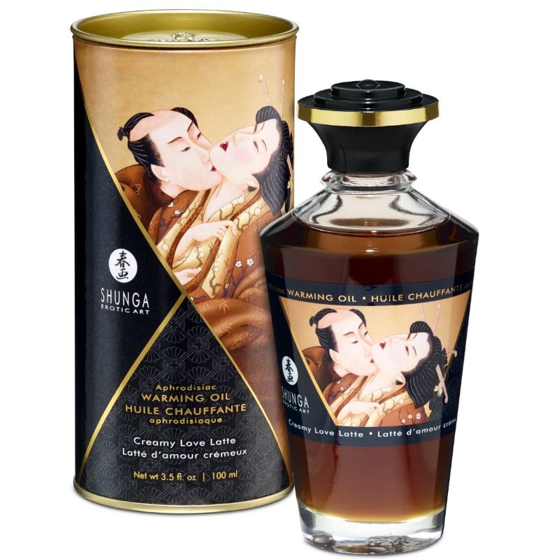Shunga - Huile De Massage À Effet Chaleur Saveur Creamy Love Latte 100 Ml - SHUNGA OILS | pharmacie, pour les massages, avec effet thermique | Dimensions : 290