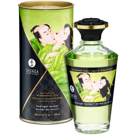 Shunga - Huile De Massage À Effet Chaleur Saveur Sorbt De Minuit 100 Ml - SHUNGA OILS | pharmacie, pour les massages, avec effet thermique | Dimensions : 250