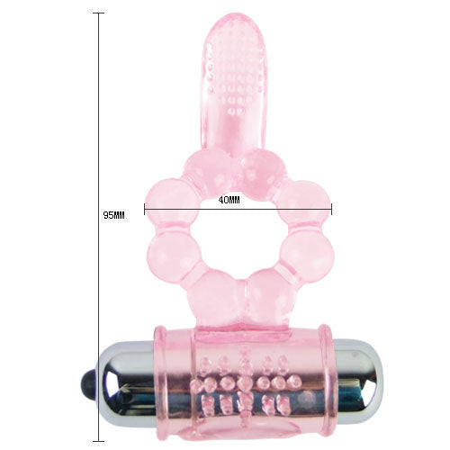 Baile - Anneau Silicone 10 Rythmes De Langue Avec Vibration Rose - BAILE FOR HIM | sextoys, jouets sexuels pour hommes, accessoires de pénis, anneaux de pénis, cockring avec vibration | Dimensions : 60