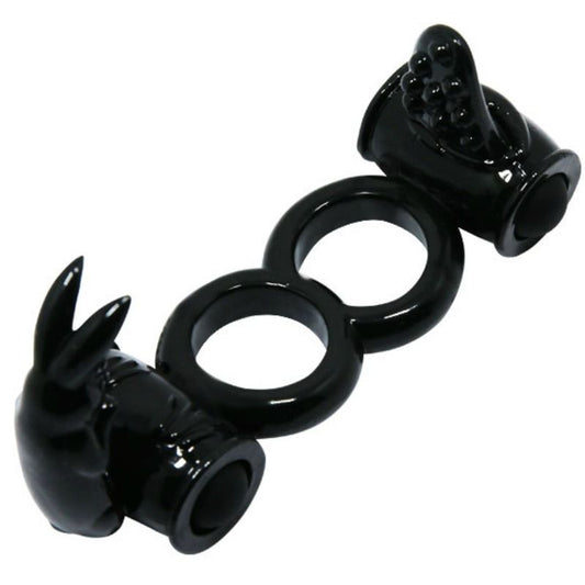 Baile - Sweet Ring Double Anneau Avec Double Lapin - BAILE FOR HIM | sextoys, jouets sexuels pour hommes, accessoires de pénis, anneaux de pénis, cockring avec vibration | Dimensions : 95