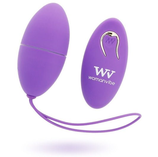 Womanvibe - Alsan Egg Telecommande Noir Silicone Violet - WOMANVIBE | sextoys, vibrateurs, télécommande | Dimensions : 125