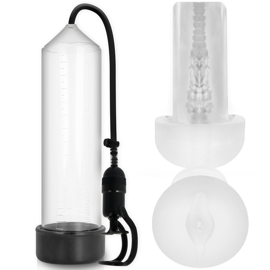 Pump Addicted - Rx5 Transparent Avec Masturbateur - PUMP ADDICTED | sextoys, jouets sexuels pour hommes, accessoires de pénis, pénis agrandisseur pompe | Dimensions : 0