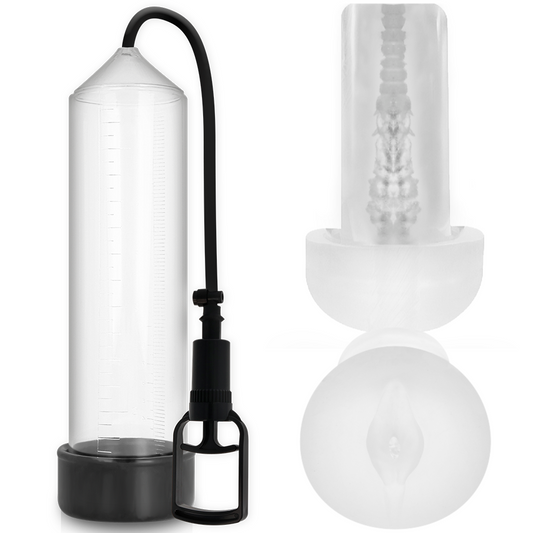 Pump Addicted - Rx7 Transparent Avec Masturbateur - PUMP ADDICTED | sextoys, jouets sexuels pour hommes, accessoires de pénis, pénis agrandisseur pompe | Dimensions : 0
