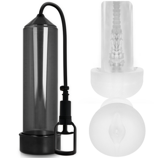 Pump Addicted - Rx7 Noir Avec Masturbateur - PUMP ADDICTED | sextoys, jouets sexuels pour hommes, accessoires de pénis, pénis agrandisseur pompe | Dimensions : 0