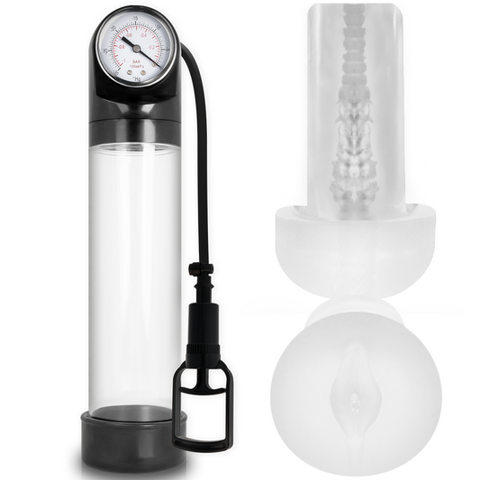 Pump Addicted - Rx9 Transparent Avec Masturbateur - PUMP ADDICTED | sextoys, jouets sexuels pour hommes, accessoires de pénis, pénis agrandisseur pompe | Dimensions : 0