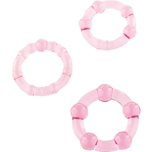 Seven Creations - Ensemble De Trois Anneaux Pénis Rose - SEVEN CREATIONS | sextoys, jouets sexuels pour hommes, accessoires de pénis | Dimensions : 30