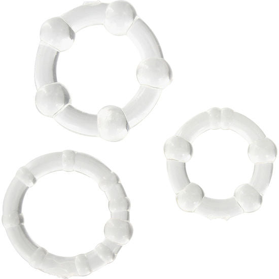 Seven Creations - Ensemble De Trois Anneaux Pénis Transparents - SEVEN CREATIONS | sextoys, jouets sexuels pour hommes, accessoires de pénis | Dimensions : 35