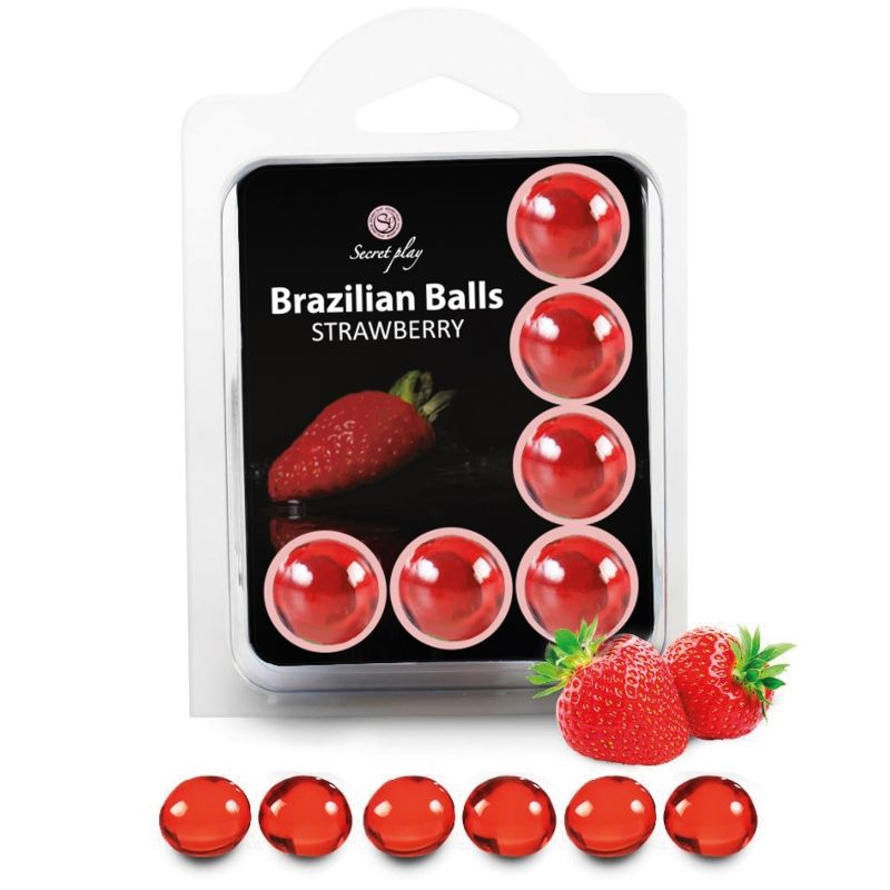 Secretplay - Set 6 Balles Brésiliennes Fraise - SECRETPLAY COSMETIC | pharmacie, lubrifiants, boules brésiliennes | Dimensions : 35