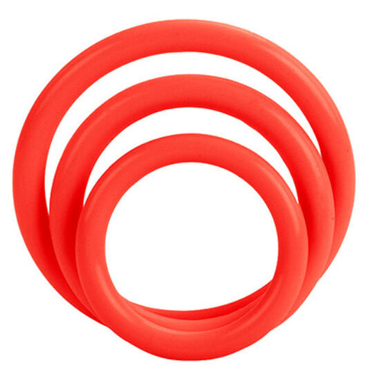 Calexotics - Jeu De Trois Anneaux Rouge - CALEXOTICS | sextoys, jouets sexuels pour hommes, accessoires de pénis | Dimensions : 34