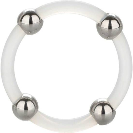 Calexotics - Bague En Silicone Perlée Acier L - CALEXOTICS | sextoys, jouets sexuels pour hommes, accessoires de pénis, anneaux de pénis, cockrings sans vibration | Dimensions : 31