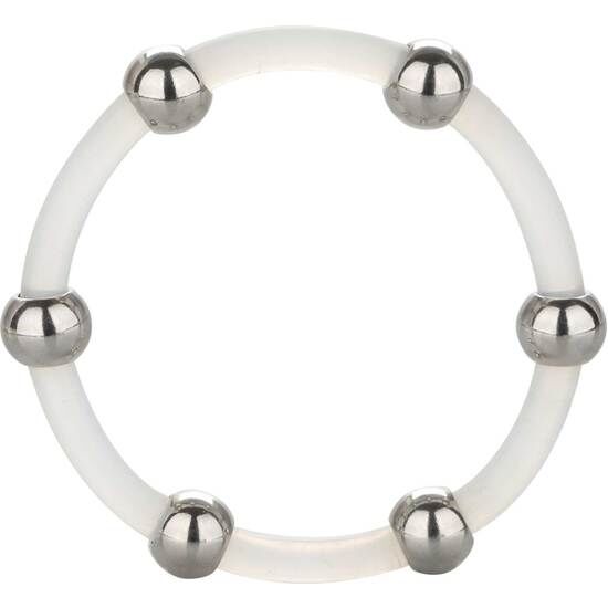 Calexotics - Bague En Silicone Perlée Acier Xl - CALEXOTICS | sextoys, jouets sexuels pour hommes, accessoires de pénis, anneaux de pénis, cockrings sans vibration | Dimensions : 37